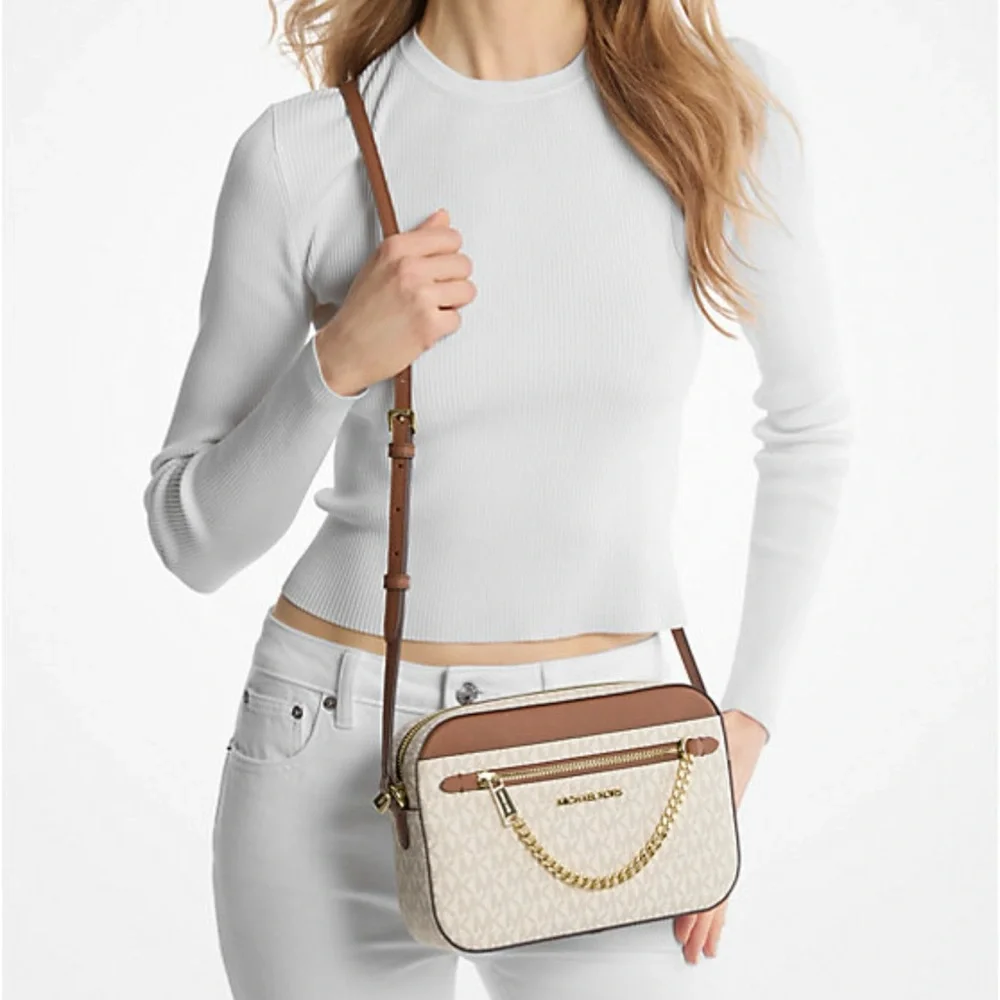 New Michael Kors Jet Set Large Logo Crossbody Bag